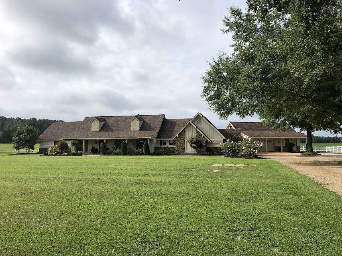 Large brick ranch home after exterior washing